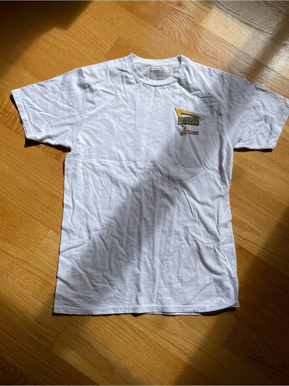 White In-n-Out burger Short-Sleeve Logo Tee with Chest Emblem